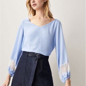 Massimo Dutti Gingham Lace Blouse Size 2